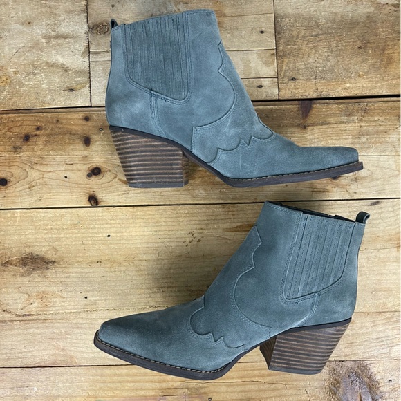 Sam Edelman "Winona" Blue/Gray Western‎ Suede Ankle Booties - Women's 8.5 - Picture 12 of 14